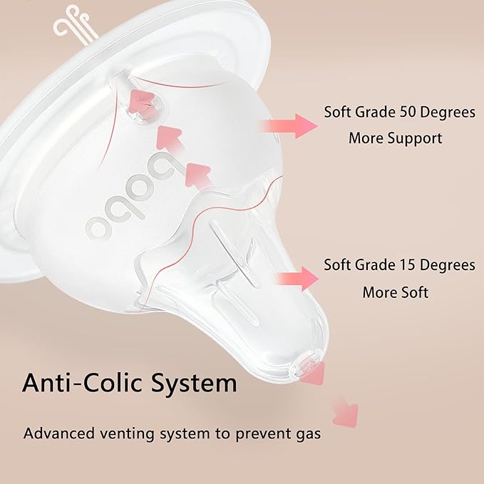 YOHKOH Baby Bottle Nipples for Wide Neck Bottles, 100% Natural Feel Silicone Nipples, BPA-Free (6m+, L, 4 Counts)
