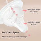 YOHKOH Baby Bottle Nipples for Wide Neck Bottles, 100% Natural Feel Silicone Nipples, BPA-Free (3m+, M, 4 Counts)