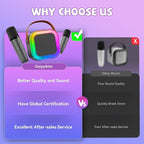 【2025 Newest】 Mini Karaoke Machine for Kids Girls & Boys - Portable Bluetooth Speaker with 2 Wireless Microphones - Kids Birthday Gifts for Ages 4-10 - Kids' Instrument Accessories - Space Gray