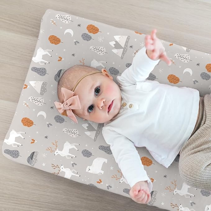 BROLEX Changing Pad Covers for Baby: Boy Girls Ultra Stretchy Soft 2 Pack, Snowy Forest
