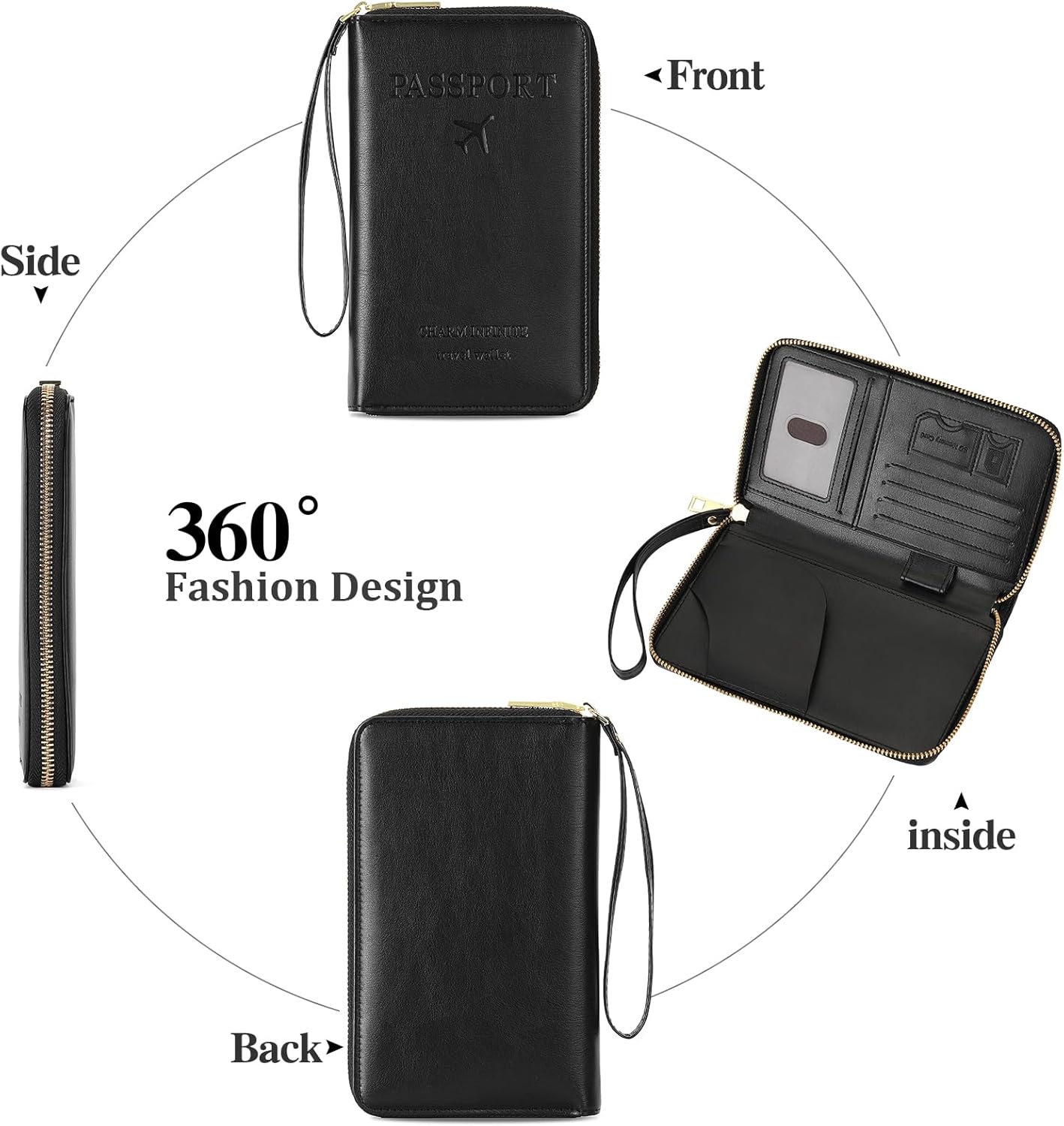 Leather RFID Blocking Passport Holder Travel Wallet, Passport Cover/Travel Wallet for Women/Men with