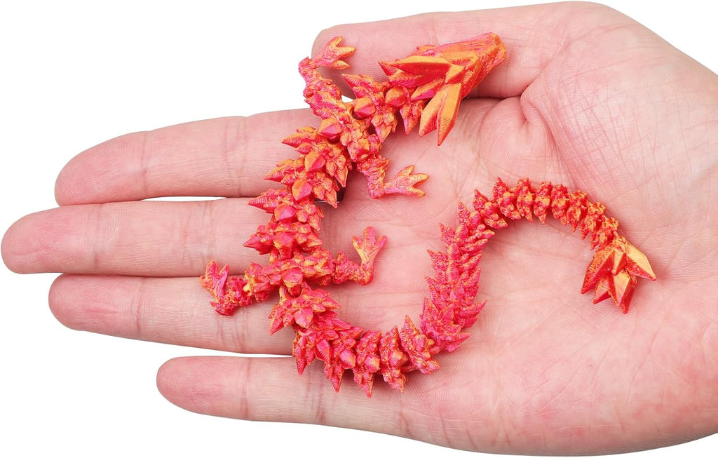 3D Printed Dragon Egg - Dragon Fidget, Crystal Dragon Articulated, Dragon Egg Decor 3D Printed Gift for Birthday for Home/Office Desktop Decor（Red）