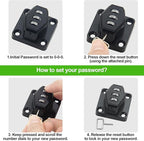 1 Pack Password Rotary Hasp Locks, Collapsible Solid 304 Stainless Steel File Cabinet Lock Desk Drawer Lock, for 90 Degree and 180 Degree Drawers, Dabinets, Doors, Flip Barn Door, Outdoor (Black)