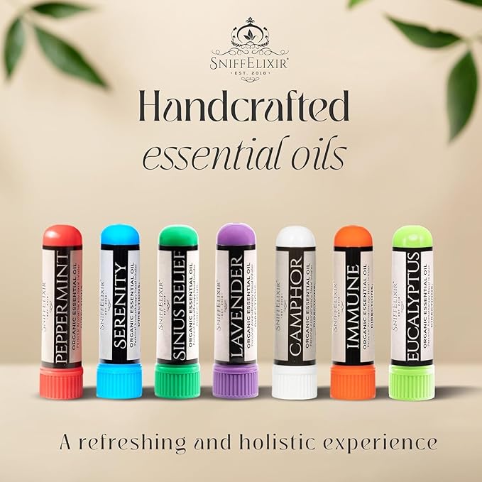 Nasal Inhaler for Sinus Relief, Made with Organic Essential Oils - Aromatherapy Stick with Peppermint & Tea Tree for Stuffy Nose & Congestion