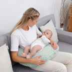 Nursing Pillow and Positioner with Cover for Breastfeeding and Bottle Feeding, Propping Baby, Tummy Time, Baby Sitting Support, Awake-Time Support (Green, 22" x 17.7" x 5.9")