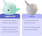 Booger Buddy Nasal Aspirator Bulb, Narwhal - with LED Light for Babies & Toddlers – BPA-Free Snot Remover for Infant Stuffy Nose and Congestion Relief – Easy to Clean Design