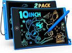 TEKFUN 2 Pack LCD Writing Tablet with Anti-Lost Stylus, 10in Erasable Doodle Board Coloring Drawing Pad for Kids, Car Trip Educational Toys Birthday Gift for 3 4 5 6 7 Girls Boys Toddler (2*Blue)