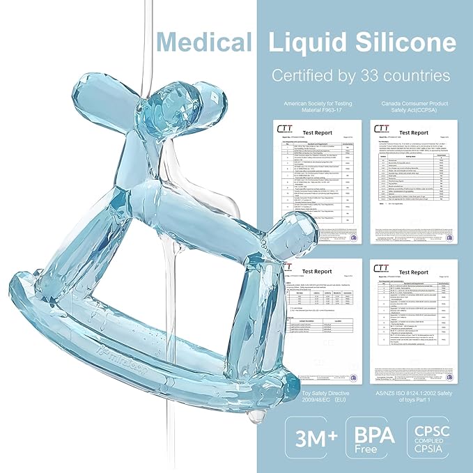 Crystal Jelly Baby Teether – Jellydog Teething Relief Toy for Infants 3-6 Months, Silicone Handheld Teething Toy, BPA-Free, Odorless, Prevents Choking, Safe for Babies (Rose Quartz)