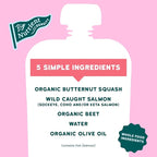 Serenity Kids 6+ Month Salmon Baby Food Pouches - BPA-Free Wild Caught Salmon & Organic Butternut Squash & Beet - No Added Sugar & High Protein - 3.5 Oz, 6 Pack