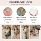 Pregnancy Pillow 5-in-1 【Cooling Cover, Adjustable to Grow with Belly】 Beanbag Style, Lockable O-Shape Nursing Maternity Pillow, 5-Point Full Body Support for Side Sleepers, with Travel Bag - Blue