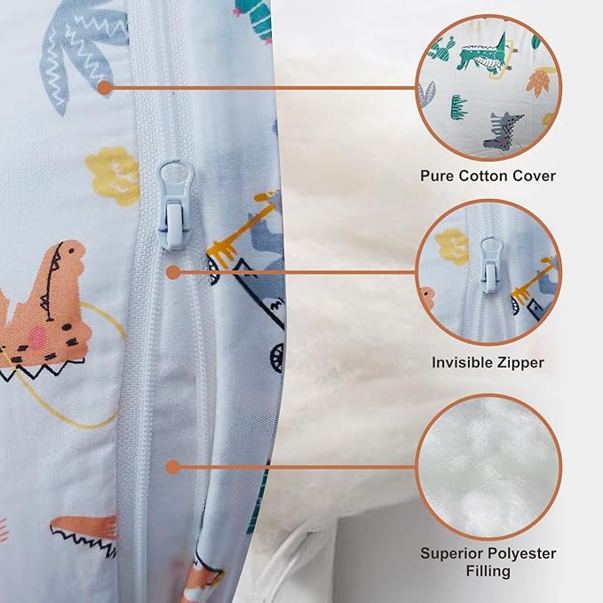 Nursing Pillow, Ergonomic Support Breastfeeding Pillow for Easier Breast Feeding and Bottle Feeding, Baby Feeding Pillow with Machine Washable Cotton Cover (Dinosaur)