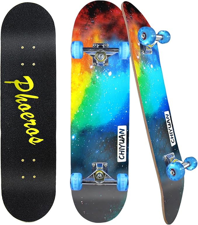 Easy_Way Complete Skateboards- Standard Skateboards for Beginners Kids Boys Girls Teenager- 31''x 8''Canadian Maple Cruiser Pro Skate Board, Skateboards
