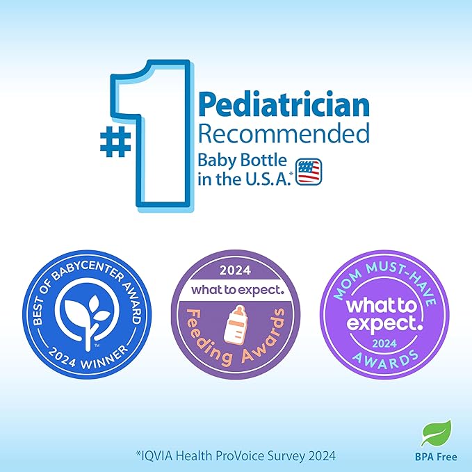 Dr. Brown's Natural Flow Anti-Colic Options+ Wide-Neck Baby Bottles 9 oz/270 mL,with Level 1 Slow Flow Nipple,4 Count,0m+