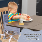 Portable Baby Booster Seat with Tray, Toddler Booster seat for Dining, Camping, Travel, Baby Beach Chair 6 Months to 3 Years Old Indoor Outdoor Use Grey