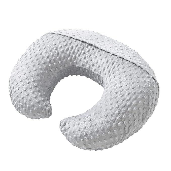 Nursing Pillow and Positioner with Cover for Breastfeeding and Bottle Feeding, Propping Baby, Tummy Time, Baby Sitting Support, Awake-Time Support (Grey, 22" x 17.7" x 5.9")