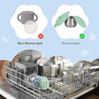 2 Pack Snack Cups for Toddlers Spill Proof - Detachable Stainless Steel Toddler Snack Cups with Silicone Lids & Handles - Dishwasher Safe Baby Snack Containers for Mess-Free Snacking (Blue and Green)