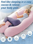 Meiz Pregnancy Pillows, Pregnancy Pillows for Sleeping, Pregnancy Body Pillow Cooling, Maternity Pillow for Pregnant Woman with Cooling Jersey Cover, Pink