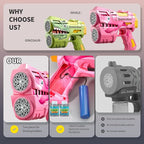 Rechargeable Pink Dolphin Bubble Guns for Kids, LED Light Up Bubble Machine Blower with 2 Bottles Bubble Refill Solution for Kids, Bubble Makers Blaster for Toddlers, Summer Wedding Toys Gift