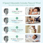 Momcozy Portable Stroller Fan, 8000mAh, 27H Ultra-long Battery Life, Detachable 4 Speed 360°Rotate, LED Night Light with 2 Modes, USB Rechargeable Handheld Cooling Fan for Travel, Car Seat, Bedroom