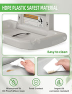 BELZAR Wall Mounted Baby Changing Station - Horizontal Baby Foldable Wall Mounted Changing Table with Safety Strap Paper Holder for Commercial Bathrooms, ADA Complaint White Gray