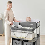 Sweeby Portable Baby Changing Table, Foldable Changing Table Dresser Changing Station for Infant, Waterproof Diaper Changing Table Pad Topper, Mobile Nursery Organizer for Newborn Essentials,Darkgrey