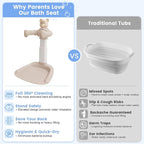 Adjustable Baby Shower Stand with Slip Base,Huggable Bear Bathing Support,Portable Shower Baby Stand,Bath Standing Shower with Toy Little Duck, Baby Bath Seat(Caramel)