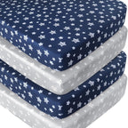 Crib Sheets 4 Pack, Fitted Crib Sheets for Standard Size Crib and Toddler Mattresses, Soft and Breathable Baby Gift Set