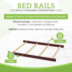Full-Size Conversion Kit Bed Rails Compatible with Delta Children Convertible Cribs - Solid Wood Rail #0050 - Toddler & Adult Bed Rail for Full-Size Beds - Baby Furniture (Black Cherry Espresso-607)