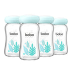 YOHKOH Glass Breast Milk Storage Bottles - 100% Leak-Proof, BPA-Free Breastmilk Storage Containers, Freezer & Dishwasher Safe, Ideal for Nursing Mothers (Blue, 5.4oz (Pack of 4))