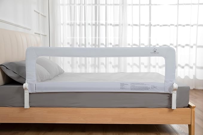 ComfyBumpy 1-Pack Bed Rail for Toddlers 55.5" L x 23.5" H | Extra Tall Toddler Bed Rails for Twin, Full, Queen & King Mattress Size | Swing Down Rail Guard | Mattress Side Rail for Kids | Gray