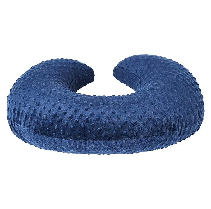 Nursing Pillow and Positioner, Breastfeeding, Bottle Feeding, Baby Sitting Support with Removable Ultra Soft Cover, Tummy Time Support for Baby Boys and Girls (Estate Blue)