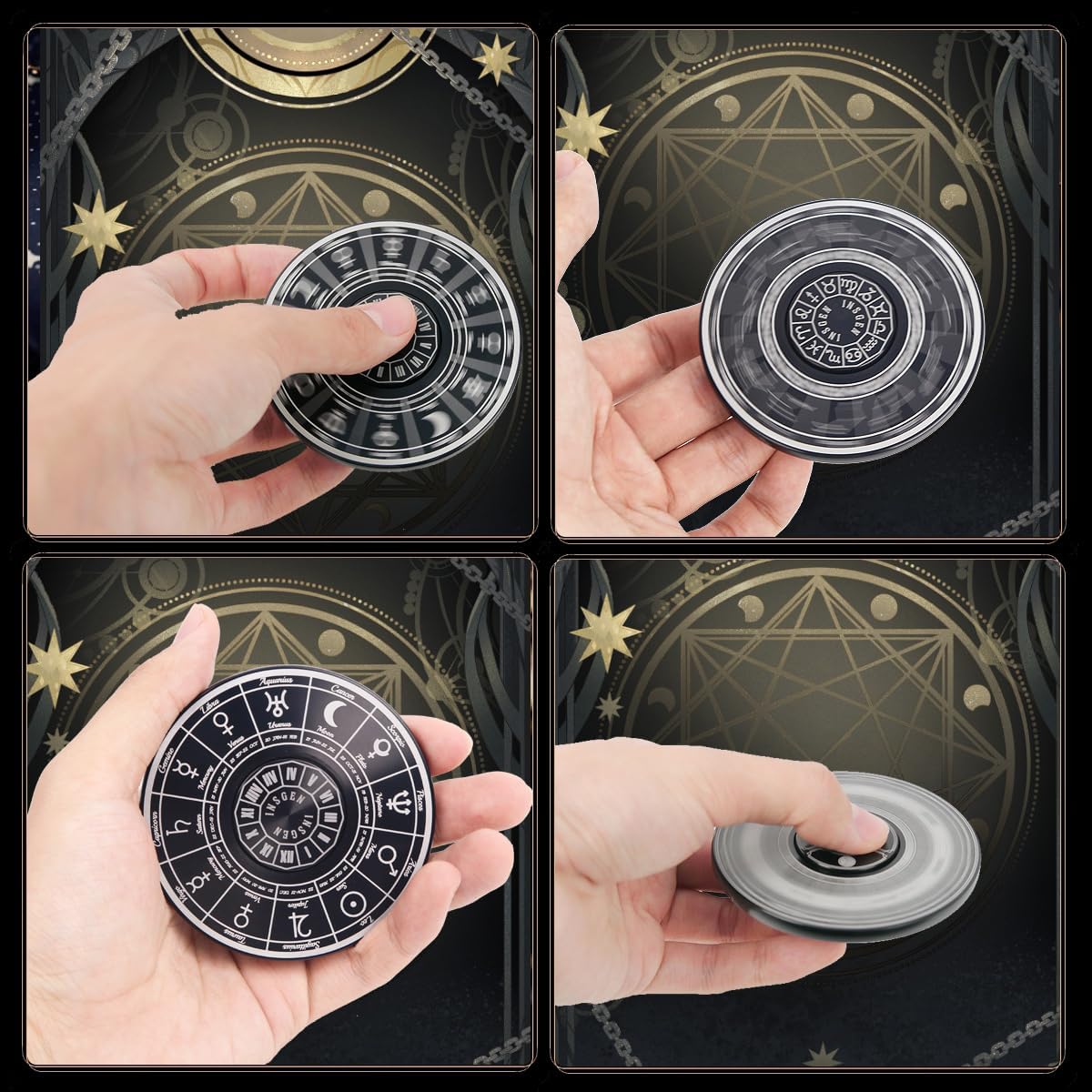 Fidget Toys Fidget Spinners for Adults, Metal Spinning Spinner Top Toy, Anxiety Toys Stress Relief Reducer, Party Favors for Kids 6+ Stuffers Tarot Constellation Spinning Tops Toys (Tarot)