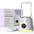 Portable Bottle Warmer for Travel with built in Nightlight, Fast 4 Heat Settings, Lightweight, Leak-Proof Design & Safe Rechargeable Baby Bottle Warmer for Breastmilk Formula or Water, Travel-Friendly