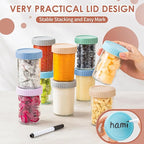 DRKIO 6 Pack Glass Baby Food Storage Containers - 8 Oz Baby Food Jars with Lids Baby Food Maker Microwave Dishwasher Freezer Safe 100% Leak Proof BPA Free Reusable