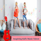 Kids Child Children Wooden Acoustic Guitar Ukulele 21 Inch 4 String Musical Instruments Perfect For Beginner (Red)