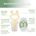 Haakaa Baby Fruit Food Feeder & Mini Freezer Nibble Tray Combo, Breastmilk Popsicle Molds for Baby Cooling Relief, BPA Free Silicone Feeder for Safe Infant Self Feeding, 4 Month+ (Oat)