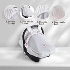 Baby Car Seat Cover, Soft Sun Shade Cover, Breathable Comfortable Privacy Carseat Canopy Protect for Newborn Infant Boys Girls (Animals)