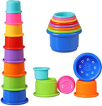 Stacking Cups Baby Toy Educational Cup Stacking Set 8-Pc Stackable Cups with Number Rainbow Nesting Cups for Babies 6-12 Months Stacking Cups for Toddlers 1-3 Perfect for Indoor/Outdoor