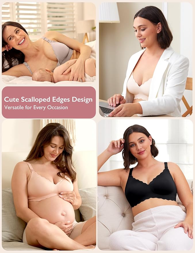 Momcozy Nursing Bras for Breastfeeding, Seamless Pregnancy Maternity Bra Wireless Classic Jelly Strip Support Nursing Bra