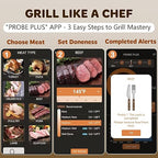 Accurate Smart Wireless Meat Thermometer - 4 Probes, Long Range Bluetooth, Real-time Alerts, Dishwasher Clean, Waterproof, Digital Cooking Thermometer for Grill, BBQ, Oven, Smoker