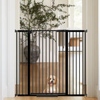WAOWAO 40.55" Extra Tall 1.37" Ultra Narrow Spacing 30.12-45.87" Extra Wide Dogs Pets Baby Gate Safety Indoor Puppy Pressure Mounted Gate No Drill Black Metal for Stairs,Doorways,Kitchen,Hallway