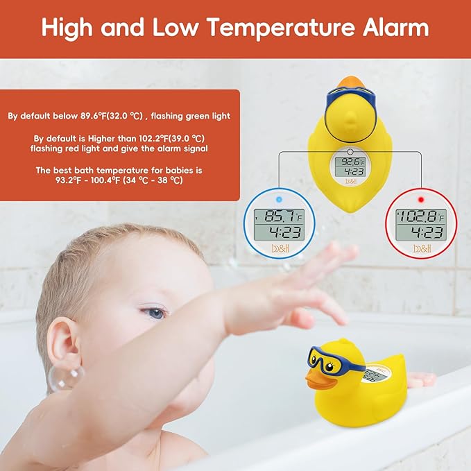 b&h Baby Bath Thermometer and Room Thermometer - Upgraded Sensor, The Infant Tub Water Temperature Thermometer Floating Toy Safety Products (Diving-Goggles Duck)