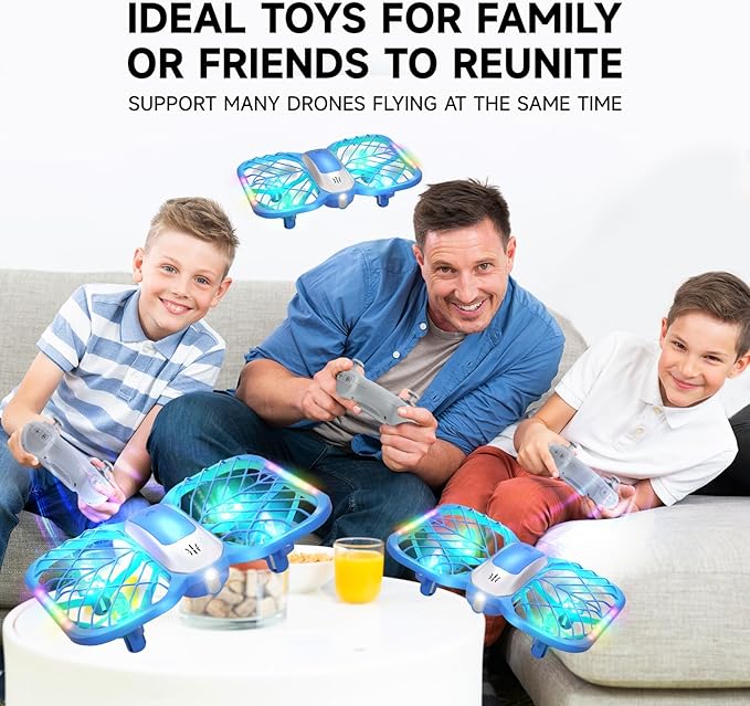 UranHub Drones for Kids, Mini Drone with 5 Lighting Modes, 22-Min Flight Time RC Drone with 2 Batteries/2 Takeoff Options/3D Flip/3-Speed/Propeller Protection Cover, etc, Gift for Kids (Blue)