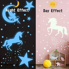 Glow in The Dark Stars for Ceiling,Unicorn Wall Decals Stickers Wall Decor for Girls Bedroom Luminous Glow Unicorn Stars Planet Ceiling Stickers for Baby Boys Kids Playroom Living Room Nursery