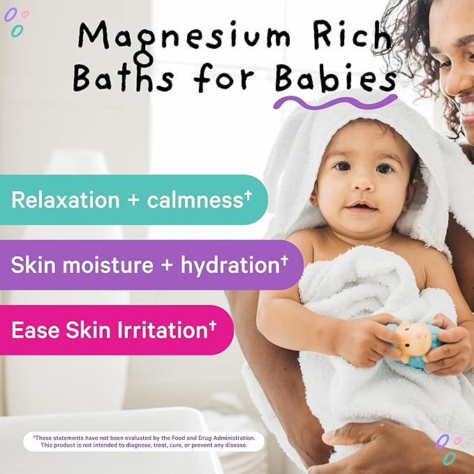 Pink Stork Baby Bath Flakes – Pure Magnesium Chloride Bath Soak for Infants + Toddlers – Fragrance-Free, Non-GMO, No Melatonin – Supports Bedtime Routine, Skin Comfort + Wellness – 16 oz