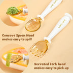 Toddler Forks and Spoons Set with travel case, Kids utensils for self-feeding bendable handle,Safe silicone Children Spoon and Fork,Toddler utensils,Silicone Grip and PPSU Head, Aged 6M+