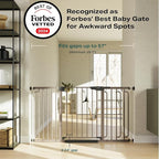 Cumbor 29.7-57" Extra Wide Baby Gate for Stairs, Mom's Choice Awards Winner-Dog Gate for Doorways, Pressure Mounted Walk Through Safety Child Gate for Kids Toddler, Tall Pet Puppy Fence Gate, Brown