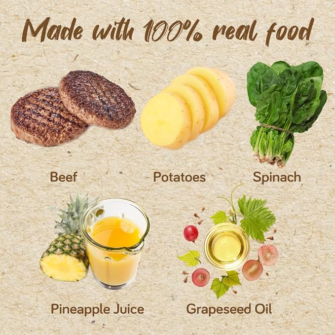Real Food Blends Beef, Potatoes & Spinach - Pureed Food Meals for Tube Feeding with Protein, Vegetables & Fruits - 330 Calories for Lunch & Dinner - 9.4 oz (Pack of 12)