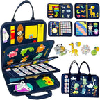 Qizfun Busy Board Book Montessori Toys for 1 2 3 4 Year Old, Boy Birthday Gifts, Educational Sensory Learning Toys for Toddlers 1-3, Car Airplane Travel Activities for Kids Ages 2-4 Year Old