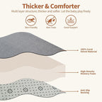 SUNYRISY Baby Play Mat for Floor 60 x 60in, 1.4in Thick Memory Foam Padded Play Mats for Baby, Soft Velvet Infants Toddler Kids Crawling Mat for Nursery, Non-Slip Bottom